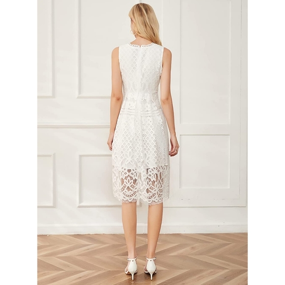 NEW! VEIISAR Sleeveless Lace Midi Cocktail Dress, Fits Small - Medium - Picture 2 of 8